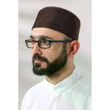 Kahverengi Petek Kareli Kadife Kalip Namaz Takkesi