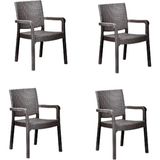 Kahverengi Rattan Koltuk 4'lü Set, 57 x 48 x 87 cm - Çok Renkli
