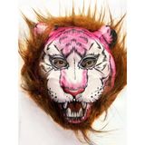 Kahverengi Saçlı Pembe Yüz Kurt Maske Kaplan Maske Mega Peluş 26 No (5067)