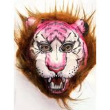 Kahverengi Saçlı Pembe Yüz Kurt Maske Kaplan Maske Mega Peluş 26 No (5250)