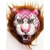 Kahverengi Saçlı Pembe Yüz Kurt Maske Kaplan Maske Mega Peluş 26 No (5264)