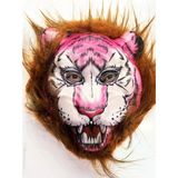 Kahverengi Saçlı Pembe Yüz Kurt Maske Kaplan Maske Mega Peluş 26 No P147904s6468