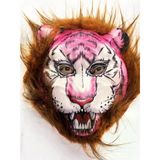 Kahverengi Saçlı Pembe Yüz Kurt Maske Kaplan Maske Mega Peluş 26 No P80450s1891