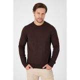 Kahverengi Saf %100 Pamuk Erkek Bisiklet Yaka Triko Kazak - 3XL