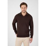 Kahverengi Saf %100 Pamuk Erkek Patlı Düğmesiz Polo Yaka Triko Kazak - 2XL