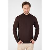 Kahverengi Saf %100 Pamuk Erkek Yarım Balıkçı Yaka Triko Kazak - 2XL