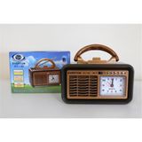Kahverengi Şarjlı Nostaljik Radyo, Bluetooth, Fm, Usb, Tf, Aux Bağlantısı - Ahşap - Ceviz