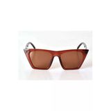 Kahverengi Şeffaf Çerçeveli Unisex Güneş Gözlüğü - Moda Gözlük - #