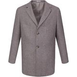 Kahverengi Slim Fit Ceket Yaka Yünlü Kaşe Palto - 2XL