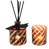 Kahverengi Spiral Kesme Cam Dark Amber Oda Kokusu ve Mumluk Seti - 1