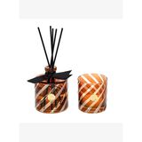 Kahverengi Spiral Kesme Cam Dark Amber Oda Kokusu ve Mumluk Seti