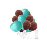 Kahverengi - Su Yeşili Metalik Balon 15 Adet
