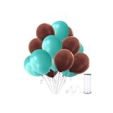 Kahverengi - Su Yeşili Metalik Balon 50 Adet