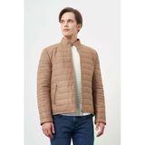 Kahverengi Suni Deri Hakim Yaka Düz Yırtmaçsız Tam Astar Slim Fit Casual Deri Mont 1038245150