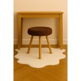 Kahverengi Teddy Yuvarlak Puf Bench Ahşap Modern Ayak Dekoratif Peluş Tabure