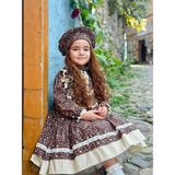 Kahverengi Vintage Kız Bebek Elbisesi, Doğum Günü Elbisesi, Fotoğraf Çekim Elbisesi,0-12 Yaşa Uygun - 1 Yaş