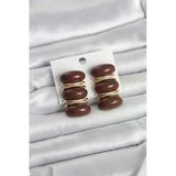 Kahverengi Vintage Model Gold Renk Kadın Küpe - Tj-Bkp11677