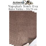 Kahverengi Yapışkanlı Simli Eva 50X70 cm 3 Adet Simli Yapışkanlı Eva Süngeri Okul Kreş Anas� - Çok Renkli