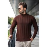 Kahverengi Yarım Balıkçı Erkek Triko Kazak E7423 - 2XL