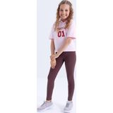 Kahverengi Yüksek Bel Dar Paça Kız Çocuk Tayt - 75047