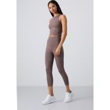 Kahverengi Yüksek Bel Kapri-Crop Atlet Slim Fit Kadın Tayt Takım - 95284