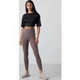 Kahverengi Yüksek Bel Toparlayıcı Slim Fit Dar Paça Kadın Tayt - 94011