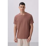 Kahverengi Yüzeyi Dokulu Rahat Form Basic Erkek T-Shirt - 88436