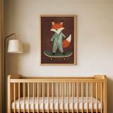 Kahverengi Zeminli Tilki Çocuk Odası Duvar Posteri Çerçeveli Tablo Duvar Dekorasyonu - 21 x 30 - Ahşap Çerçeveli
