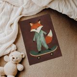 Kahverengi Zeminli Tilki Çocuk Odası Duvar Posteri Çerçeveli Tablo Duvar Dekorasyonu - 30 x 40 - Çerçevesiz Poster