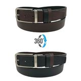 Kahvrengi Siyah Çift Taraflı Hakiki Deri 3.5 cm.lik Klasik Kemer - 300-809