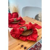 Kai Home 2li Lovely Serisi Keten Kumaş Fırfırlı Kırmızı Peçete