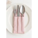Kai Home 6lı %1 Dak Keten 3 Bölmeli Kaşıklık / Çatal-Kaşık-Bıçak Kılıfı - 10 x 41 cm