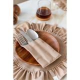 Kai Home 6lı %1 Dak Keten 3 Bölmeli Kaşıklık / Çatal-Kaşık-Bıçak Kılıfı - 10 x 46 cm - Kahverengi