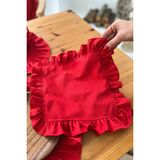 Kai Home 6lı Lovely Serisi Keten Kumaş Fırfırlı Kırmızı Peçete