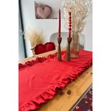 Kai Home Lovely Serisi Kırmızı Keten Fırfırlı Runner 50X150