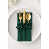 Kai Home Mossy Keten 3 Bölmeli Çatal-Kaşık-Bıçak Kılıfı 2li - 10 x 27 cm - Yeşil