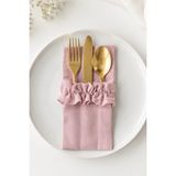 Kai Home Rosy Fırfırlı 3 Bölmeli Çatal-Kaşık-Bıçak Kılıfı 2li - 10 x 28 cm - Pembe