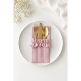 Kai Home Rosy Fırfırlı 3 Bölmeli Çatal-Kaşık-Bıçak Kılıfı 6lı - 10 x 29 cm - Pembe