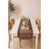 Kai Home Sienna Keten Fırfırlı Runner Kahverengi
