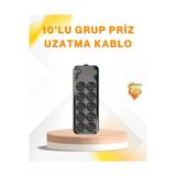 Kaia Life 10’lu Çoklu Priz Termal Korumalı USB Type-C Çıkışlı 2500W Uzatma Kablosu