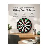 Kaia Life 15 Inç Büyük Boy Dart Tahtası Ev Oyun Seti 4 Adet Metal Uç Oklu