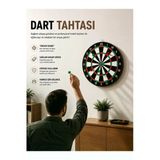 Kaia Life 17 Inç Dart Tahtası Sağlam Ahşap Gövde ve Uzun Ömürlü Kullanım