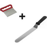 Kaia Life 2li Set Hamur Şekillendirici Eğik Pasta Spatulası ve Metal Hamur Kesici Kazıyıcı Spatula