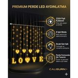 Kaia Life 3 Metre Perde LED Işık - 8 Modlu Kalp ve Love Figürlü Dekoratif Animasyonlu LED