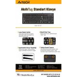 Kaia Life A4 Tech KM-720, Siyah, USB Kablolu, Türkçe Q, Multimedya Klavye