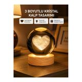 Kaia Life Romantik Kalpli Kristal Cam Küre Usb’li Işıklı Dekoratif Obje