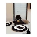 KaiAtelier 4Lü Lune Keten Fırfırlı Yuvarlak Supla / Amerikan Servis