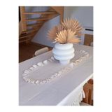 KaiAtelier Natural Keten Her Yeri Fırfırlı Oval Runner 40x120cm