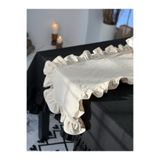 KaiAtelier Natural Keten Heryeri Fırfırlı Dikdörtgen Runner 40x120cm