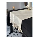 KaiAtelier Natural Keten İki Yanı Fırfırlı Dikdörtgen Runner 40x120cm